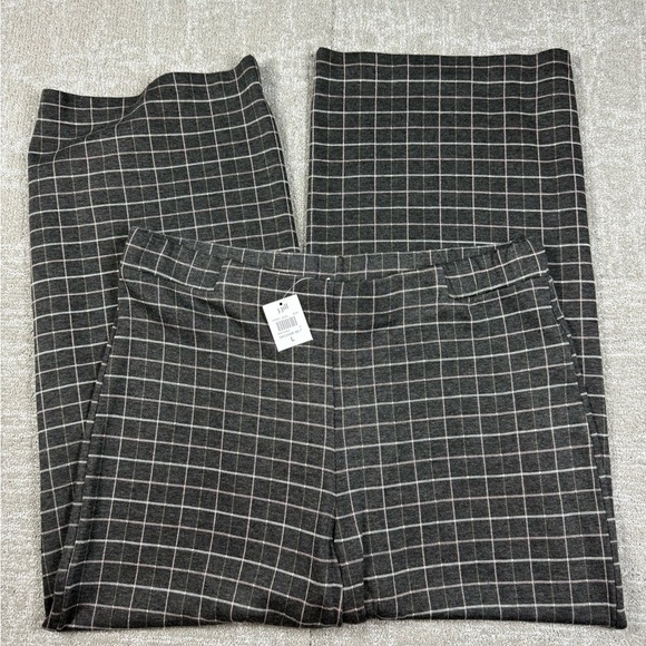 J. Jill NWT Ponte Full Wide Leg Cropped Pull On High Rise Windowpane Plaid NWT L - Picture 1 of 7